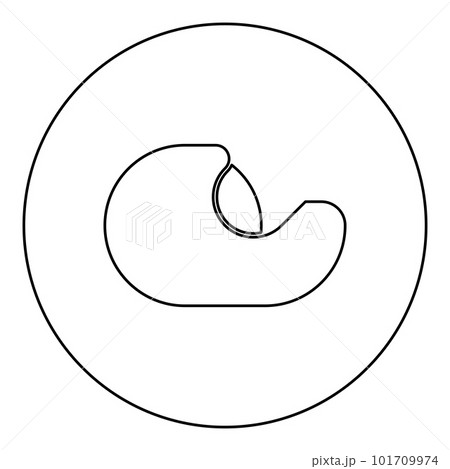 Dispenser with scotch tape adhesive for table icon in circle round black color vector illustration image outline contour line thin style 101709974