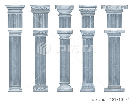 Ancient columns vector design illustration isolated on background Ancient columns vector design illustration isolated on background 101710174