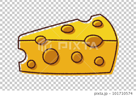 Vector line art illustration of a piece of cheese with holes 101710574