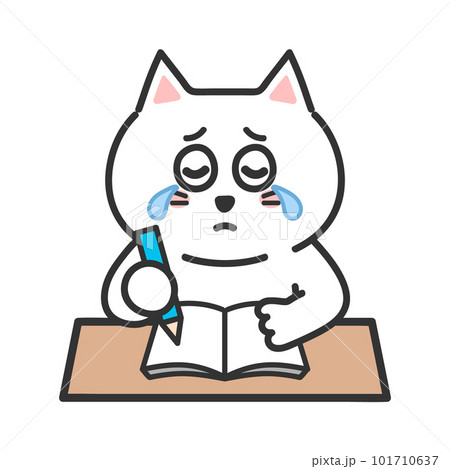 勉強をしながら泣くネコ イラスト 勉強をしながら泣くネコ イラスト 101710637