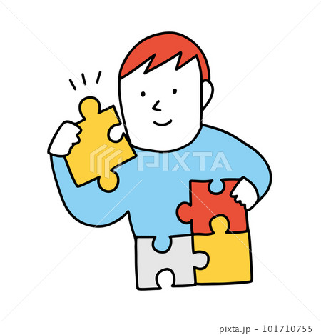 パズルを持つ男の子、ビジネスマン パズルを持つ男の子、ビジネスマン 101710755