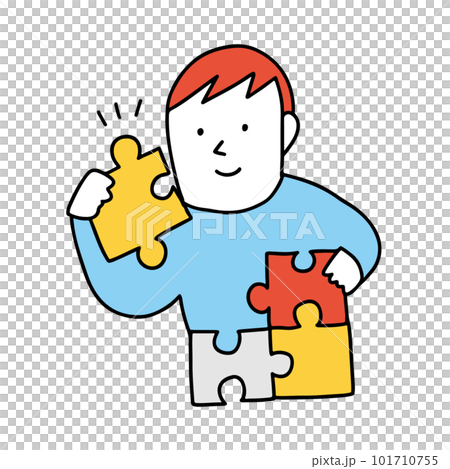 パズルを持つ男の子、ビジネスマン パズルを持つ男の子、ビジネスマン 101710755