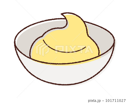 小皿に入ったマヨネーズのベクター線画イラスト 101711027