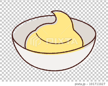 小皿に入ったマヨネーズのベクター線画イラスト 101711027