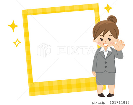 ビジネスウーマンとフォトフレームのイラストセット 101711915