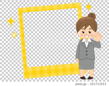 ビジネスウーマンとフォトフレームのイラストセット 101711915