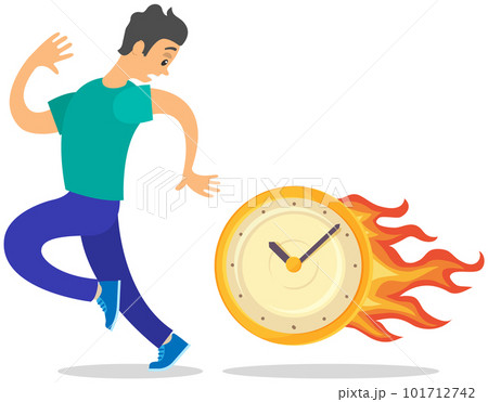 Deadline business concept, time management, fear of being late. Businessman is afraid of time Deadline business concept, time management, fear of being late. Businessman is afraid of time 101712742