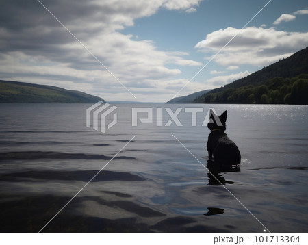 湖で遊ぶ犬 湖で遊ぶ犬 101713304