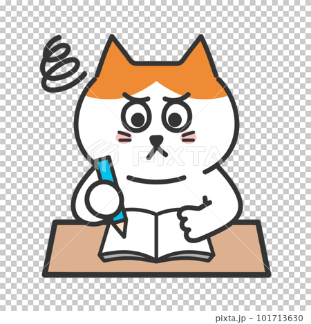 Illustration of a cat that doesn't know how to study Illustration of a cat that doesn't know how to study 101713630