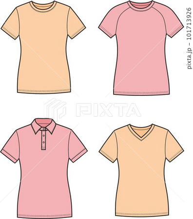 Set of womens tshirts. Fashion CAD.  101713926
