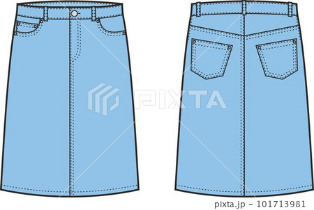 Womens denim skirt. Fashion CAD. Womens denim skirt. Fashion CAD. 101713981