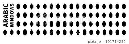 Set of islamic windows. Ornamental arabic windows. Traditional islamic arches. Arabic traditional architecture. 101714232