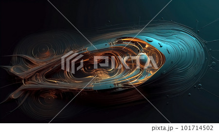 Metal abstract object structure from waves, particles fluids and spheres 101714502