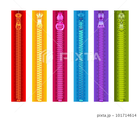 Realistic Colorful Zippers Set 101714614