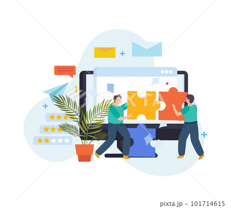 Multitasking People Flat Illustration 101714615