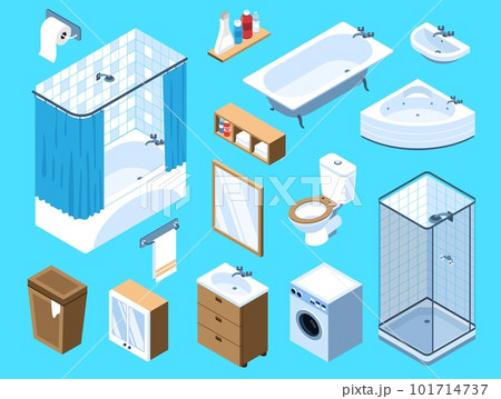 Bathroom Interior Isometric Set 101714737