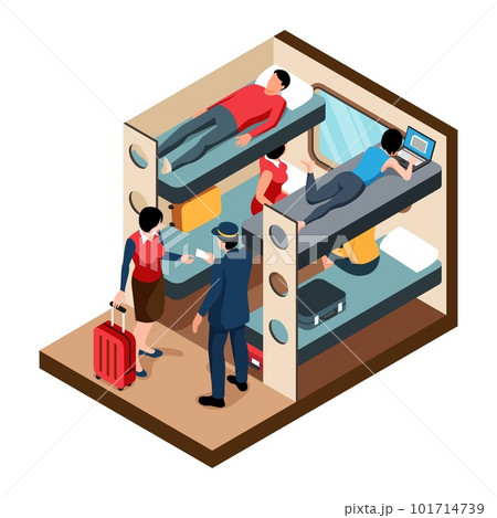 Isometric Train Couchette Car 101714739