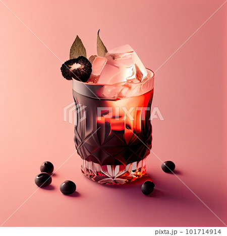 Black Russian Alcohol Cocktail on Pink Background, Coffee Coctail, Abstract Generative AI Illustration Black Russian Alcohol Cocktail on Pink Background, Coffee Coctail, Abstract Generative AI Illustration 101714914