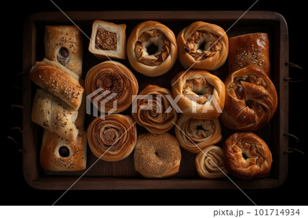 Turkish Burek, Traditional Borek, Homemade Boureki Feta Bun, Abstract Generative AI Illustration 101714934
