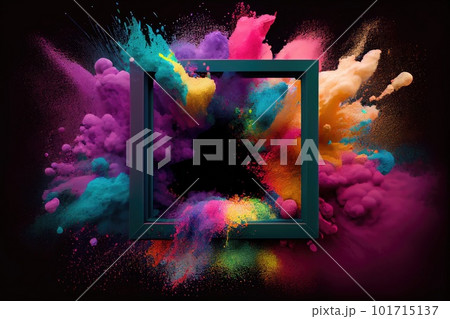 Color Powder Burst Frame, Colored Splash,...のイラスト素材 [101715137] - PIXTA