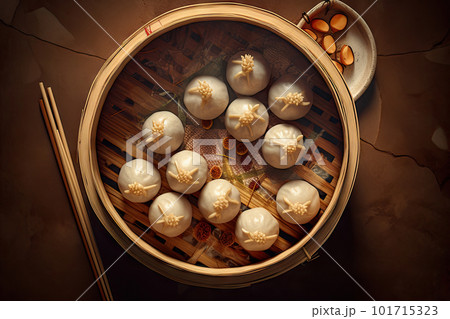 Dim Sum Dumplings, Steamed Chinese Buns, Dumplings Jiaozi, Dimsum, Momo Abstract Generative AI Illustration Dim Sum Dumplings, Steamed Chinese Buns, Dumplings Jiaozi, Dimsum, Momo Abstract Generative AI Illustration 101715323