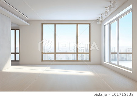 Empty White Room Background, Clean Blank Interior Mockup, Empty Space, Abstract Generative AI Illustration Empty White Room Background, Clean Blank Interior Mockup, Empty Space, Abstract Generative AI Illustration 101715338