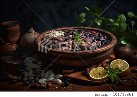 Feijoada Brazilian Food, Black Bean Brazil Dish, Meat Rice Brazil Cuisine, Feijoada Abstract Generative Ai Illustration Feijoada Brazilian Food, Black Bean Brazil Dish, Meat Rice Brazil Cuisine, Feijoada Abstract Generative Ai Illustration 101715361