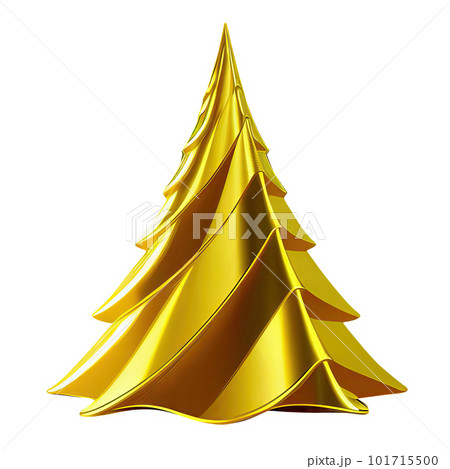 Golden Christmas Tree, Gold New Year Fir, Golden Xmas Decoration, Abstract Generative AI Illustration 101715500