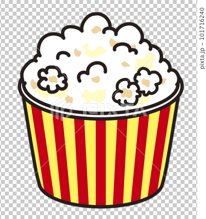 紙カップに入ったポップコーンのシンプルなイラスト 101716240