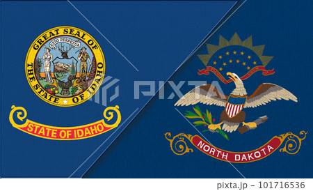 Flags of Idaho and North Dakota. Sports competition. sports match fabric surface Flags of Idaho and North Dakota. Sports competition. sports match fabric surface 101716536
