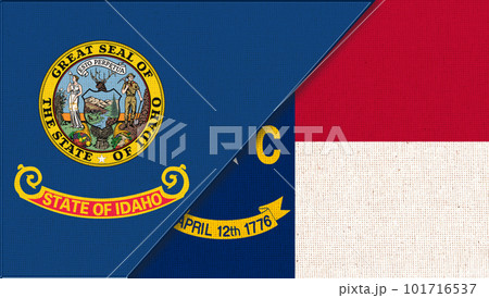 Flags of Idaho and North Carolina. Sports competition. sports match fabric surface Flags of Idaho and North Carolina. Sports competition. sports match fabric surface 101716537