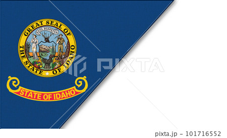 Flags of Idaho and copy space on fabric surface. White background and Idaho flag Flags of Idaho and copy space on fabric surface. White background and Idaho flag 101716552