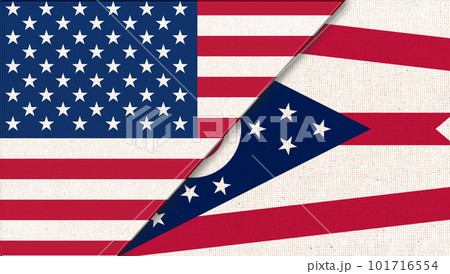 Flags of USA and Ohio. Political concept. Flags of Ohio United states of America Flags of USA and Ohio. Political concept. Flags of Ohio United states of America 101716554