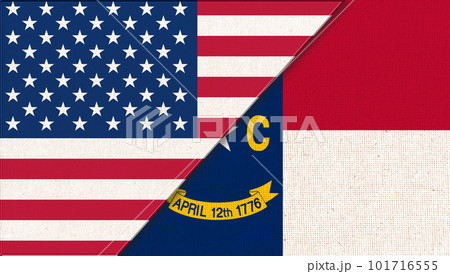 Flags of USA and North Carolina. Political concept. American North Carolina flag Flags of USA and North Carolina. Political concept. American North Carolina flag 101716555