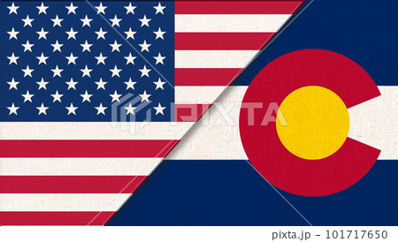 Flags of USA and Colorado. collaboration of USA and Colorado. Double flag 101717650