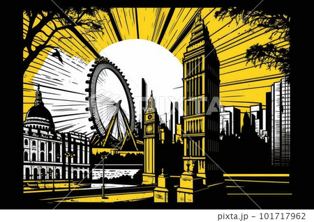 London Travel Illustration, England Tourism Concept, Skylines, Landmarks, London Silhouette Graphic Art London Travel Illustration, England Tourism Concept, Skylines, Landmarks, London Silhouette Graphic Art 101717962