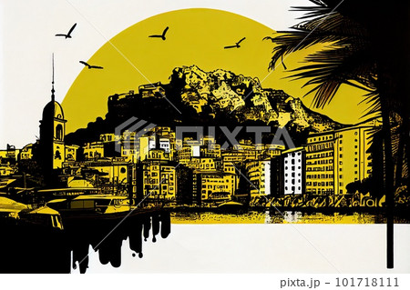 Monte Carlo Travel Illustration, Monaco Tourism Concept, Western Europe Drawing Imitation, AI Generative Content 101718111