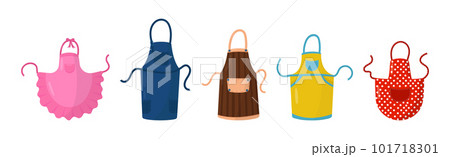 Kitchen Aprons as Cooking Garment with Pocket Vector Set 101718301