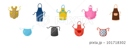 Kitchen Aprons as Cooking Garment with Pocket Vector Set Kitchen Aprons as Cooking Garment with Pocket Vector Set 101718302