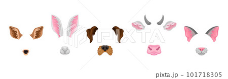 Animal Snouts and Ears for Selfie Application Vector Set 101718305