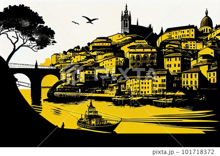 Porto Travel Illustration, Portugal Tourism Concept, Western Europe Drawing Imitation, AI Generative Content Porto Travel Illustration, Portugal Tourism Concept, Western Europe Drawing Imitation, AI Generative Content 101718372