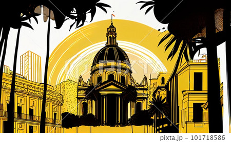 Valencia Travel Illustration, Spain Tourism Concept, Western Europe Drawing Imitation, AI Generative Content 101718586