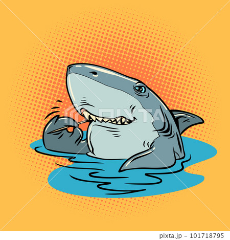 dental services dental care. The shark cleans his teeth with a toothpick. 101718795
