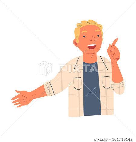 Man Character Telling Funny Story and Joke Having Fun Gesturing Vector Illustration Man Character Telling Funny Story and Joke Having Fun Gesturing Vector Illustration 101719142