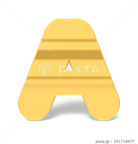 アルファベットのA。角が丸い金色の文字。3Dレンダリング。白背景。 101719477