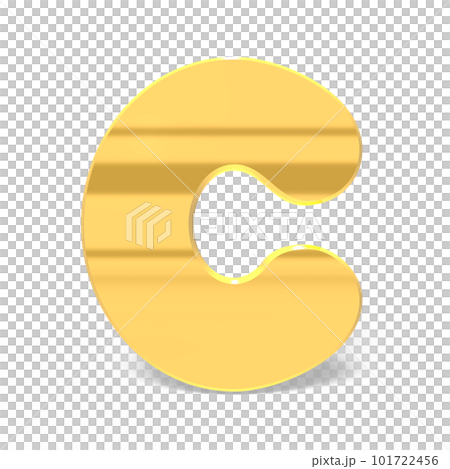アルファベットのC。角が丸い金色の文字。 アルファベットのC。角が丸い金色の文字。 101722456