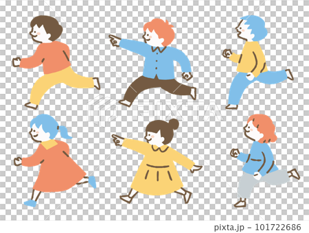 Young children running and playing _ set _ color 101722686