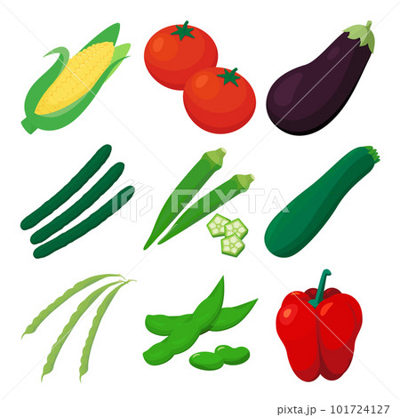 夏野菜のベクターイラストセット。 101724127