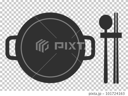 丸い皿と箸、スプーンのフラットレイイラスト 101724163