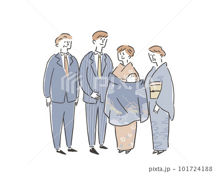 お宮参り、家族、母が赤ちゃんを抱っこしている(赤ちゃん;男の子)背景白 お宮参り、家族、母が赤ちゃんを抱っこしている(赤ちゃん;男の子)背景白 101724188